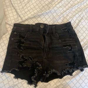 Black ripped jean shorts
